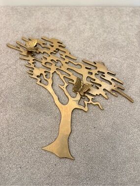 17" Vintage Brass Bonsai Tree Wall Hanging | Wall Mounted Brass tree